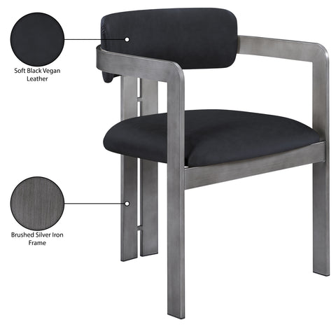 Veda Black Vegan Leather Upholstered Dining Chair, 2-Piece (Style 2)
