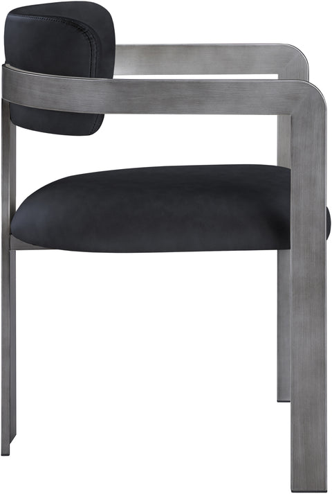 Veda Black Vegan Leather Upholstered Dining Chair, 2-Piece (Style 2)
