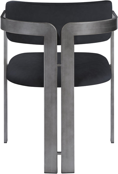 Veda Black Vegan Leather Upholstered Dining Chair, 2-Piece (Style 2)