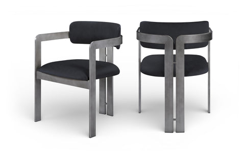 Veda Black Vegan Leather Upholstered Dining Chair, 2-Piece (Style 2)