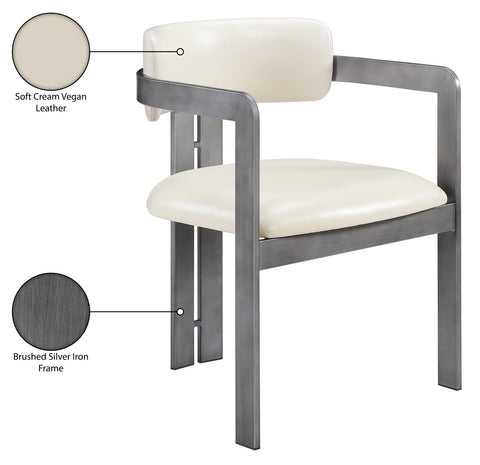 Veda Cream Vegan Leather Upholstered Dining Chair, 2-Piece (Style 4)