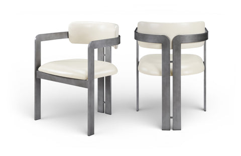 Veda Cream Vegan Leather Upholstered Dining Chair, 2-Piece (Style 4)