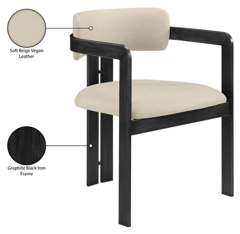 Veda Beige Vegan Leather Upholstered Dining Chair, 2-Piece (Style 2)