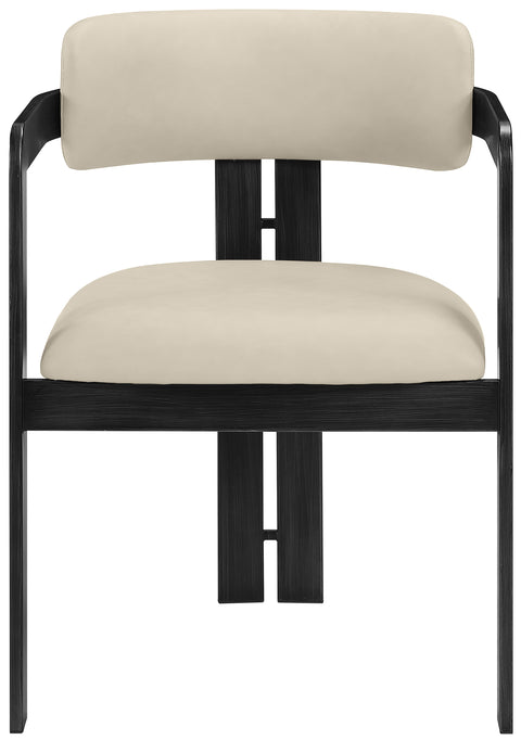 Veda Beige Vegan Leather Upholstered Dining Chair, 2-Piece (Style 2)