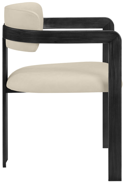 Veda Beige Vegan Leather Upholstered Dining Chair, 2-Piece (Style 2)