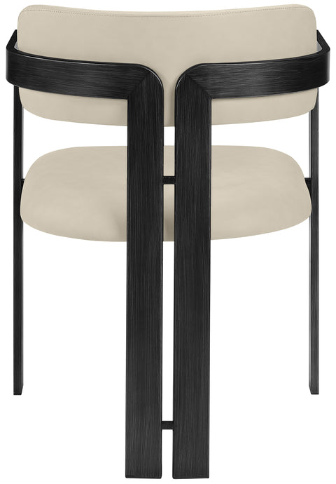 Veda Beige Vegan Leather Upholstered Dining Chair, 2-Piece (Style 2)