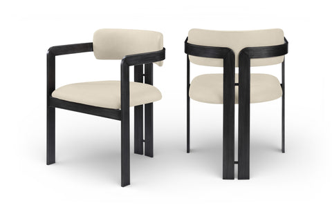 Veda Beige Vegan Leather Upholstered Dining Chair, 2-Piece (Style 2)