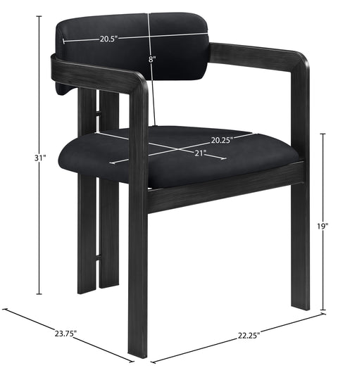 Veda Black Vegan Leather Upholstered Dining Chair, 2-Piece (Style 3)