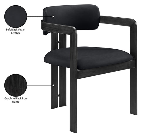 Veda Black Vegan Leather Upholstered Dining Chair, 2-Piece (Style 3)