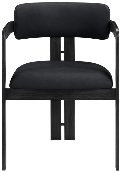 Veda Black Vegan Leather Upholstered Dining Chair, 2-Piece (Style 3)