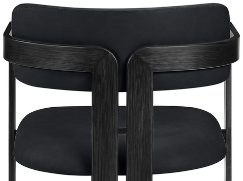 Veda Black Vegan Leather Upholstered Dining Chair, 2-Piece (Style 3)