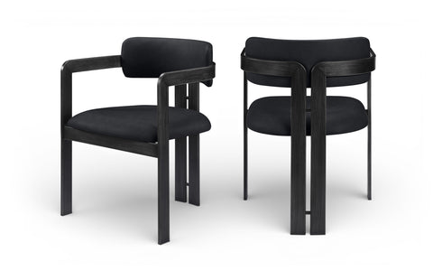 Veda Black Vegan Leather Upholstered Dining Chair, 2-Piece (Style 3)