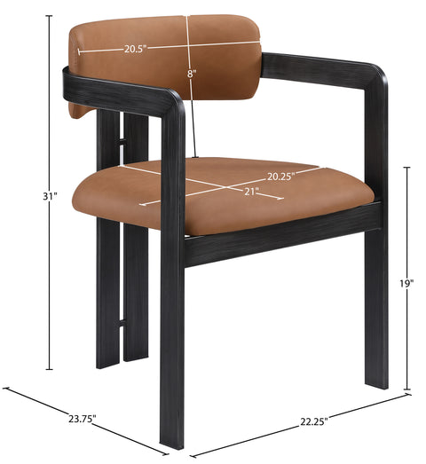 Veda Cognac Vegan Leather Upholstered Dining Chair, 2-Piece (Style 3)