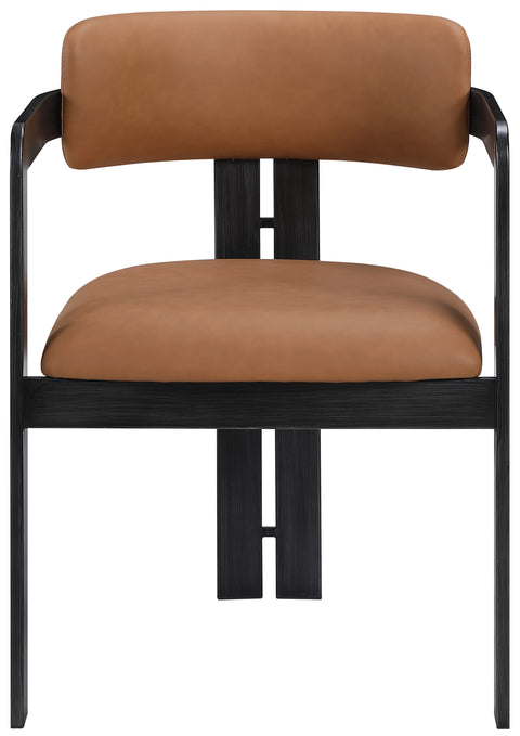 Veda Cognac Vegan Leather Upholstered Dining Chair, 2-Piece (Style 3)