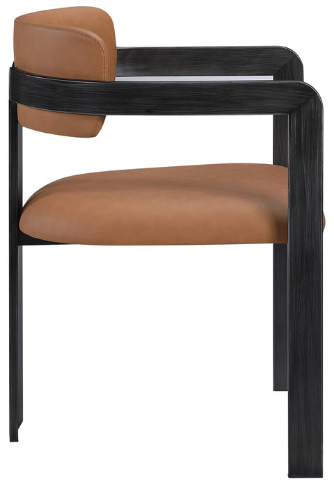 Veda Cognac Vegan Leather Upholstered Dining Chair, 2-Piece (Style 3)