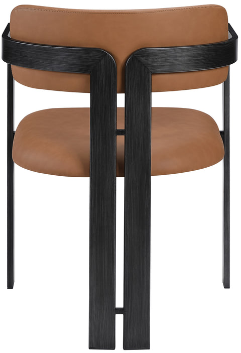 Veda Cognac Vegan Leather Upholstered Dining Chair, 2-Piece (Style 3)