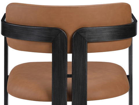 Veda Cognac Vegan Leather Upholstered Dining Chair, 2-Piece (Style 3)