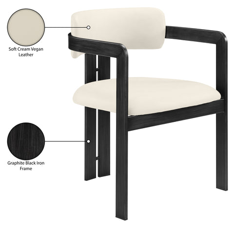 Veda Cream Vegan Leather Upholstered Dining Chair, 2-Piece (Style 5)