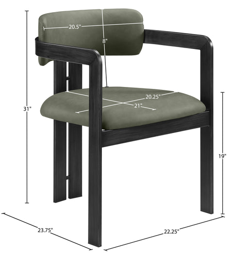 Veda Green Vegan Leather Upholstered Dining Chair, 2-Piece