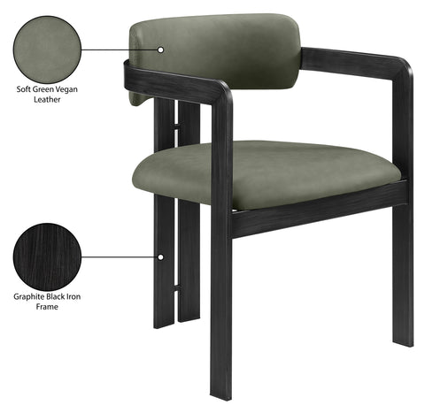 Veda Green Vegan Leather Upholstered Dining Chair, 2-Piece