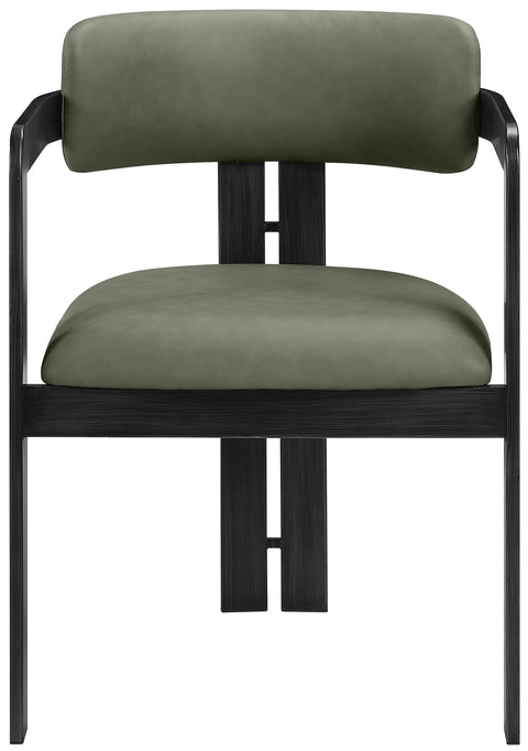 Veda Green Vegan Leather Upholstered Dining Chair, 2-Piece