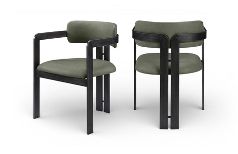 Veda Green Vegan Leather Upholstered Dining Chair, 2-Piece
