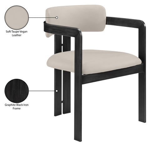 Veda Taupe Vegan Leather Upholstered Dining Chair, 2-Piece
