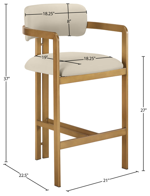 Veda Beige Vegan Leather Upholstered Counter Stool, 1 Piece