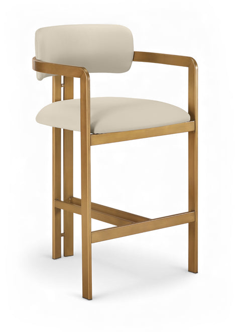 Veda Beige Vegan Leather Upholstered Counter Stool, 1 Piece