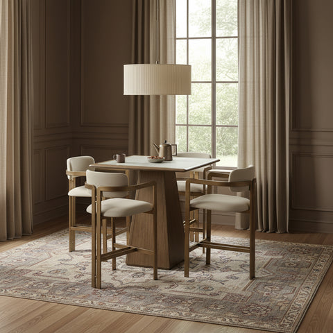Veda Beige Vegan Leather Upholstered Counter Stool, 1 Piece