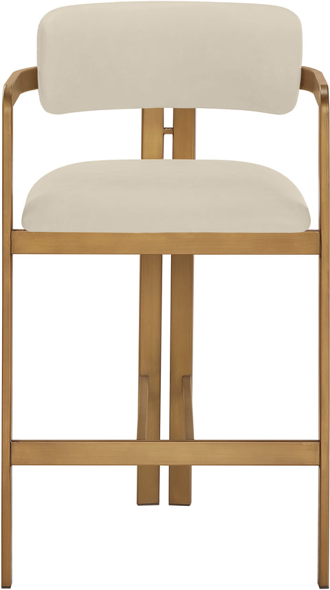 Veda Beige Vegan Leather Upholstered Counter Stool, 1 Piece