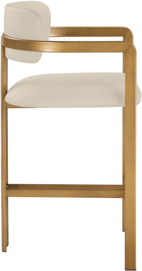Veda Beige Vegan Leather Upholstered Counter Stool, 1 Piece