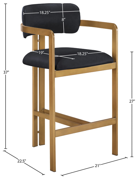 Veda Black Vegan Leather Upholstered Counter Stool, 1 Piece (Style 2)