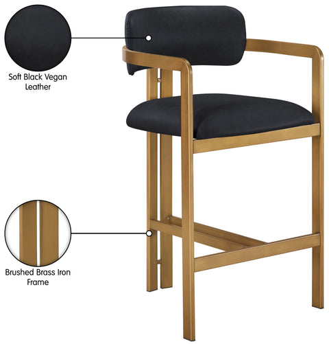 Veda Black Vegan Leather Upholstered Counter Stool, 1 Piece (Style 2)