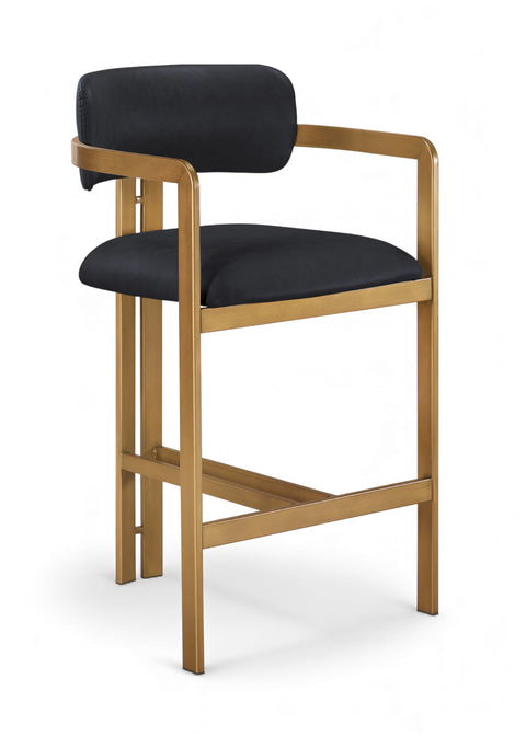 Veda Black Vegan Leather Upholstered Counter Stool, 1 Piece (Style 2)