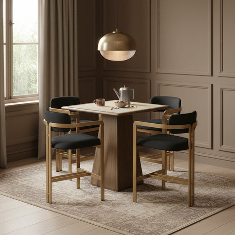 Veda Black Vegan Leather Upholstered Counter Stool, 1 Piece (Style 2)