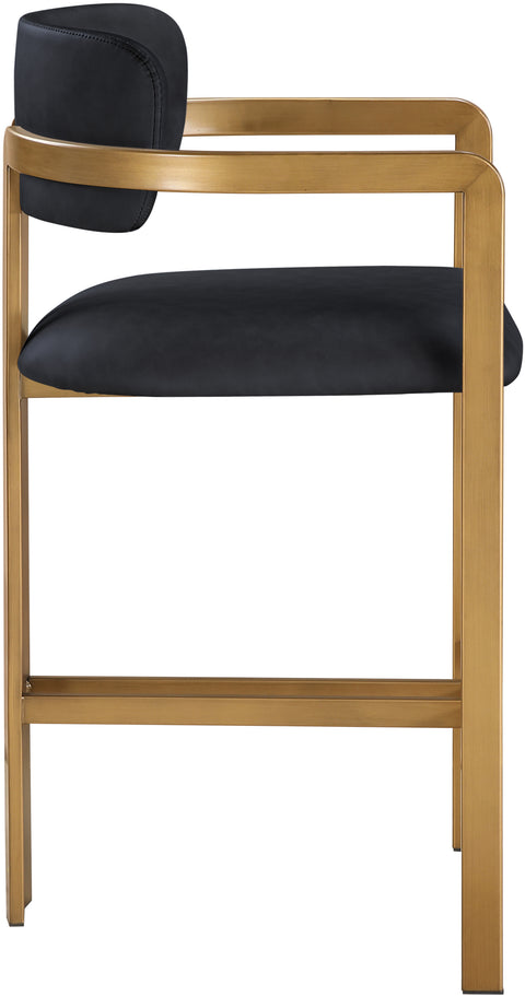 Veda Black Vegan Leather Upholstered Counter Stool, 1 Piece (Style 2)