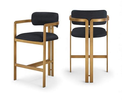 Veda Black Vegan Leather Upholstered Counter Stool, 1 Piece (Style 2)