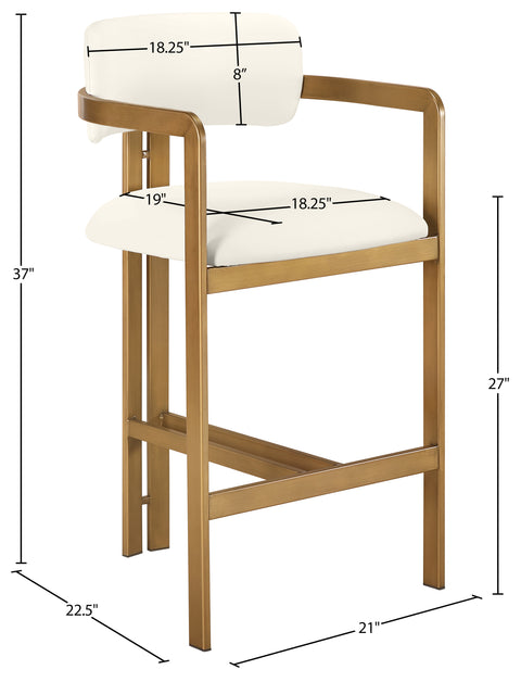 Veda Cream Vegan Leather Upholstered Counter Stool, 1 Piece (Style 3)