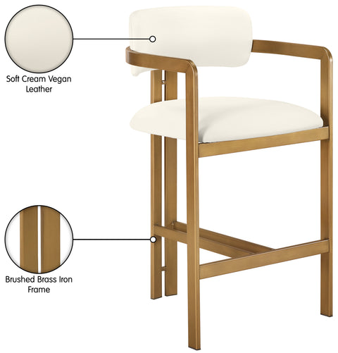Veda Cream Vegan Leather Upholstered Counter Stool, 1 Piece (Style 3)