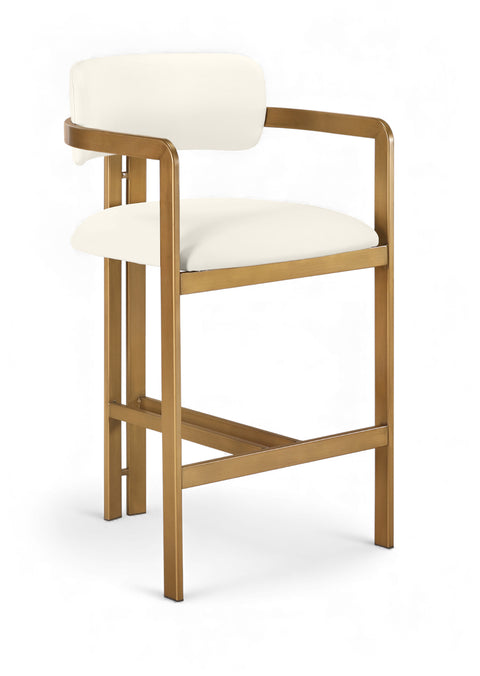 Veda Cream Vegan Leather Upholstered Counter Stool, 1 Piece (Style 3)