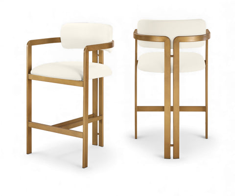 Veda Cream Vegan Leather Upholstered Counter Stool, 1 Piece (Style 3)