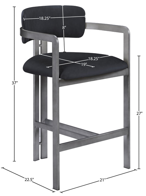 Veda Black Vegan Leather Upholstered Counter Stool, 1 Piece (Style 2) (Style 2)