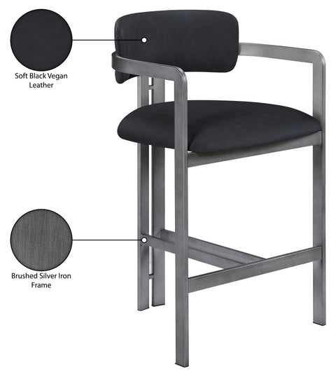 Veda Black Vegan Leather Upholstered Counter Stool, 1 Piece (Style 2) (Style 2)