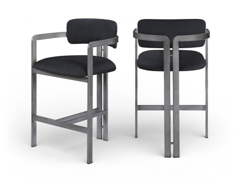 Veda Black Vegan Leather Upholstered Counter Stool, 1 Piece (Style 2) (Style 2)