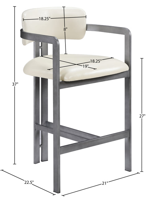 Veda Cream Vegan Leather Upholstered Counter Stool, 1 Piece (Style 4)