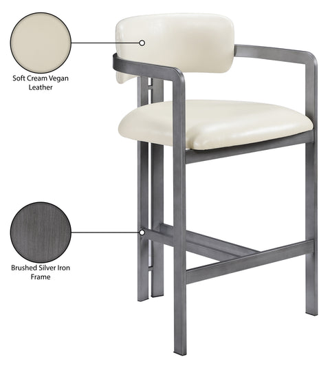 Veda Cream Vegan Leather Upholstered Counter Stool, 1 Piece (Style 4)