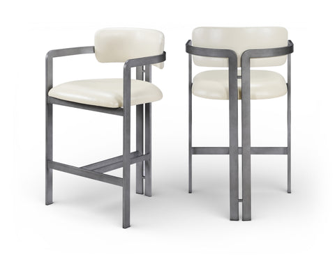 Veda Cream Vegan Leather Upholstered Counter Stool, 1 Piece (Style 4)