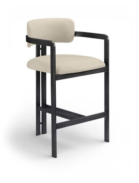 Veda Beige Vegan Leather Upholstered Counter Stool, 1 Piece (Style 2)
