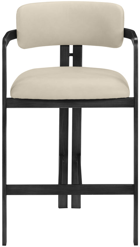Veda Beige Vegan Leather Upholstered Counter Stool, 1 Piece (Style 2)